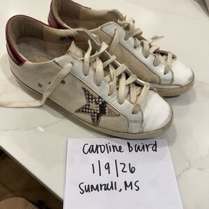 White and Red Star Sneakers